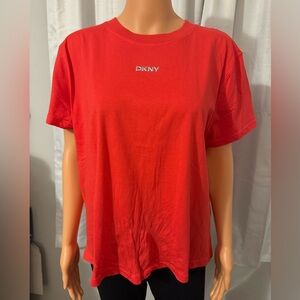 Great DKNY Sport size L red logo short sleeve shirt new